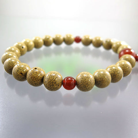 Men's Prayer Beads, Starry Moon Bodhi Seed, 22 Beads, Agate Finish, String Tassel