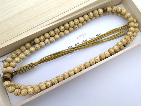 Men's Prayer Beads, Star Moon Bodhi Seed, Rinzai Sect, Shaku-Roku Length, Tiger's Eye Finish