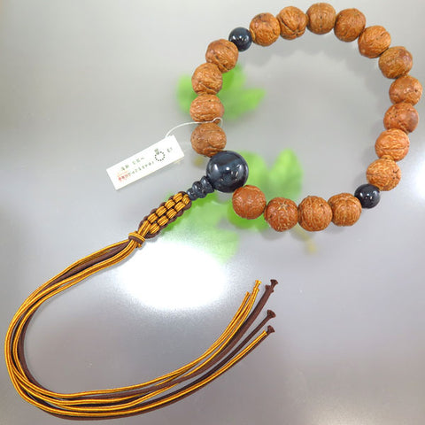 Prayer beads for men, Buddha's eye Bodhi tree, 18 beads, blue tiger's eye stone finish