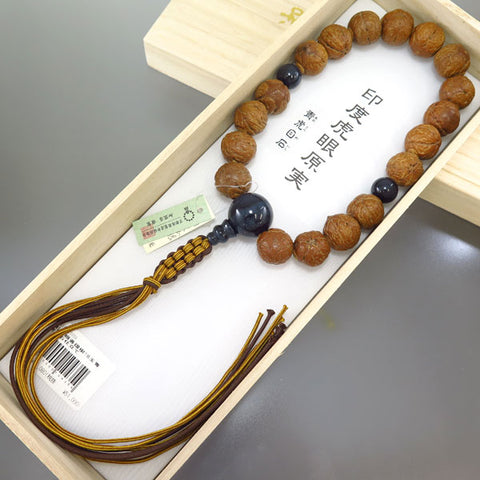 Prayer beads for men, Buddha's eye Bodhi tree, 18 beads, blue tiger's eye stone finish