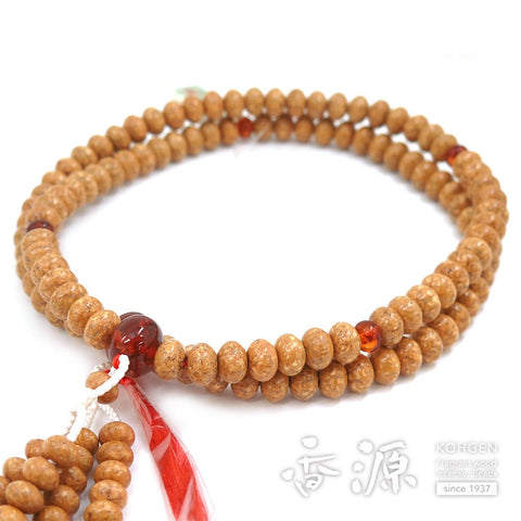 Men's Prayer Beads, Indian Bodhi Seed & Compressed Amber, Shingon Sect, Limited Edition