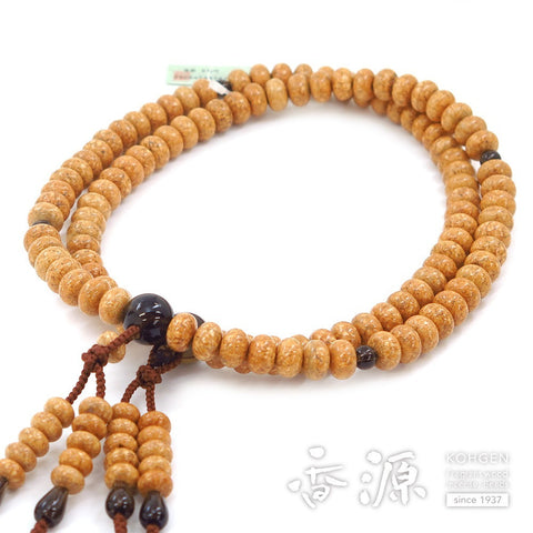 Men's Prayer Beads, Indian Bodhi Seed, Brown Crystal Finish, Shingon Sect