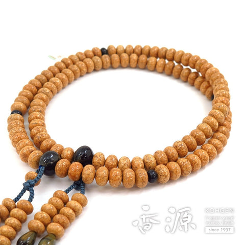 Men's Prayer Beads, Indian Bodhi Seed, Blue Tiger's Eye Finish, Shingon Sect, Limited Edition