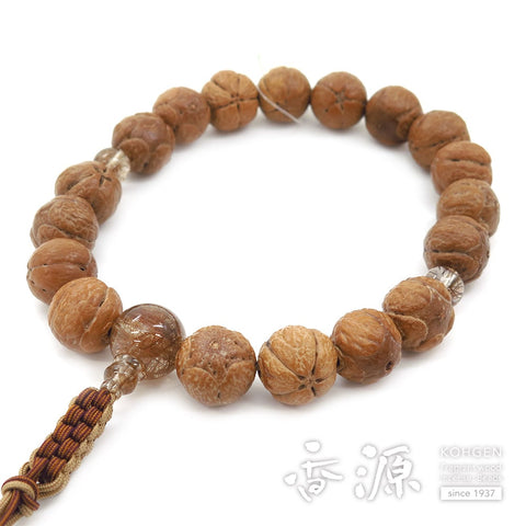 Men's prayer beads, buddha's eye bodhi tree, red rutile quartz finish