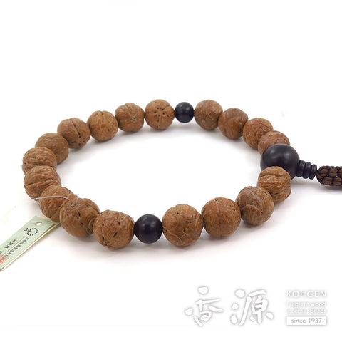 Men's prayer beads, Indian five-eyed bodhi tree, 18 beads, ebony finish, limited edition