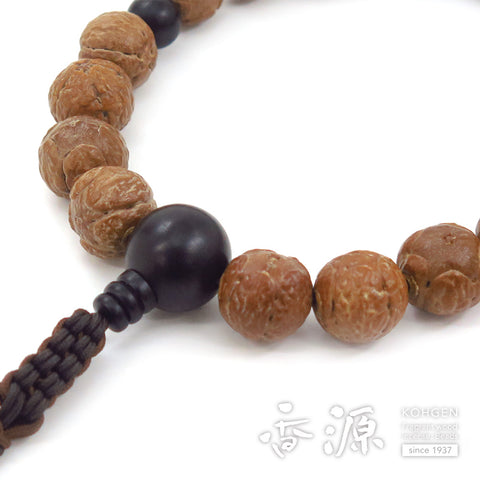 Men's prayer beads, Indian five-eyed bodhi tree, 18 beads, ebony finish, limited edition