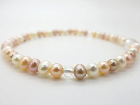 Women's Freshwater Pearl Prayer Beads, Crystal, Shinonome Tassel