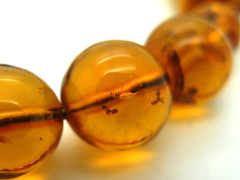 Men's prayer beads, natural insect-inclusion amber, 18 beads
