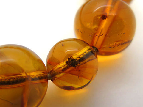 Men's prayer beads, natural insect-inclusion amber, 18 beads