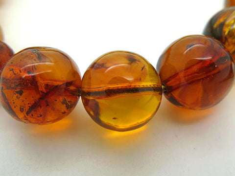 Men's prayer beads, natural insect-inclusion amber, 18 beads