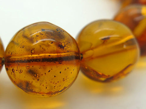 Men's prayer beads, natural insect-inclusion amber, 18 beads