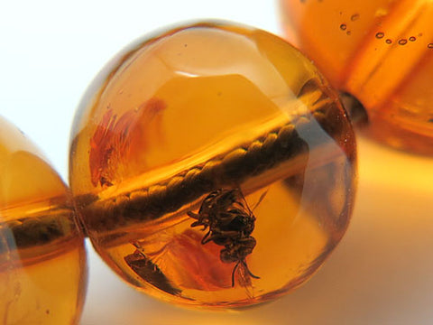 Men's prayer beads, natural insect-inclusion amber, 18 beads