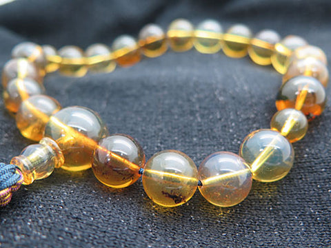 High-quality men's prayer beads, Dominican blue amber, 20 beads