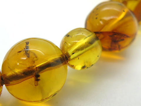Men's prayer beads, natural insect-inclusion amber, 22 beads