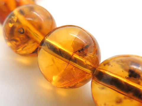 Men's prayer beads, natural insect-inclusion amber, 22 beads