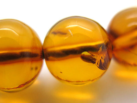 Men's prayer beads, natural insect-inclusion amber, 22 beads
