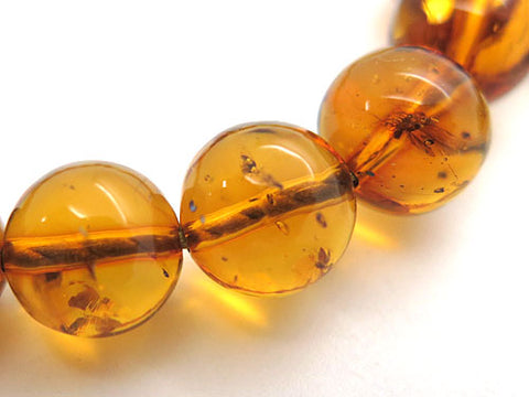 Men's prayer beads, natural insect-inclusion amber, 22 beads