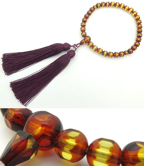 Cherry Amber Women's Prayer Beads Q430408010027 - window-cut 8mm beads
