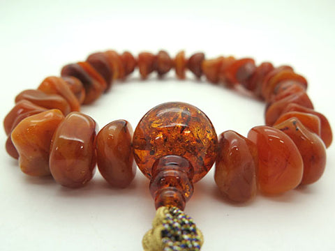Men's prayer beads, aged amber, rough-cut