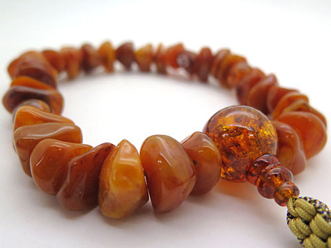 Men's prayer beads, aged amber, rough-cut