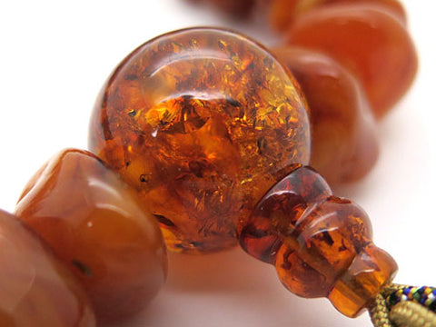Men's prayer beads, aged amber, rough-cut