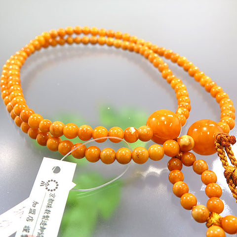 Men's prayer beads, Nichiren sect, aged amber
