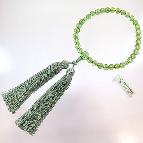 Green amber 8mm bead bracelet, matching set, limited edition, matcha tassel