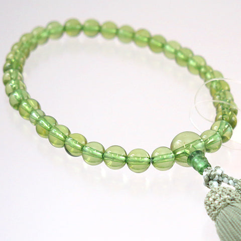 Green amber 8mm bead bracelet, matching set, limited edition, matcha tassel