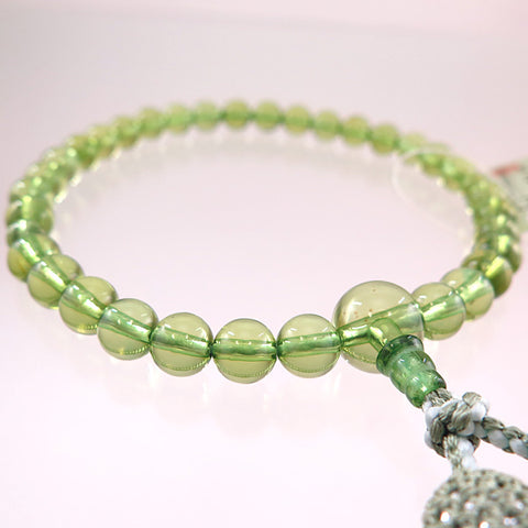 Green amber 8mm bead bracelet, matching set, limited edition, matcha tassel