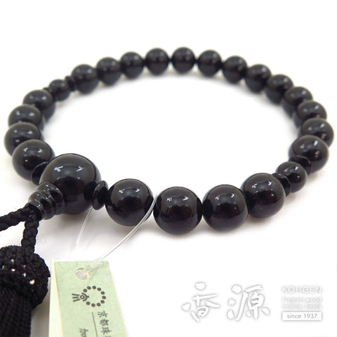 Men's prayer beads, jet, black onyx flat beads