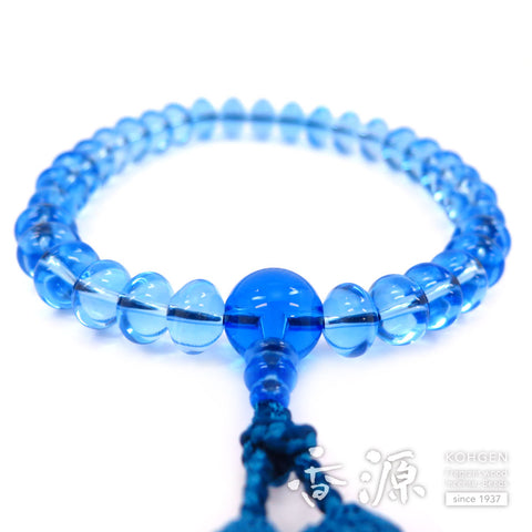 Men's prayer beads, blue quartz, oval bead