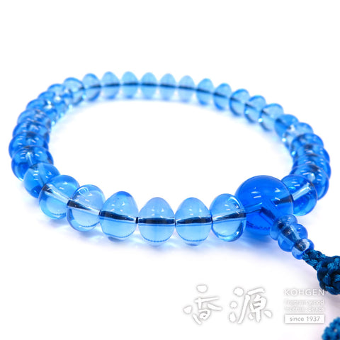 Men's prayer beads, blue quartz, oval bead