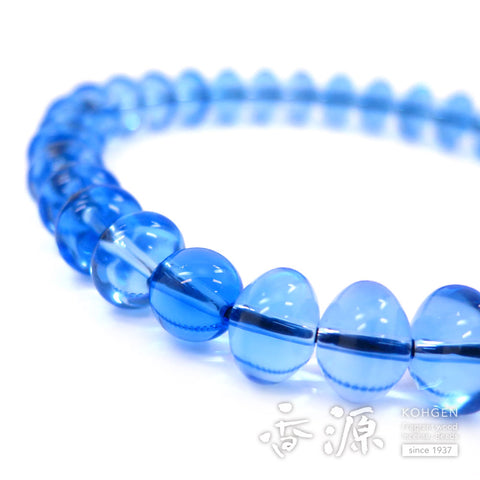 Men's prayer beads, blue quartz, oval bead