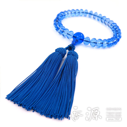Men's prayer beads, blue quartz, oval bead
