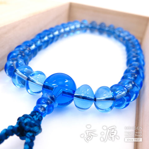 Men's prayer beads, blue quartz, oval bead