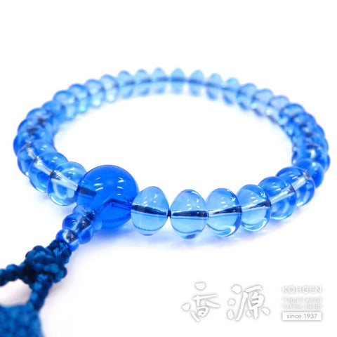Men's prayer beads, blue quartz, oval bead
