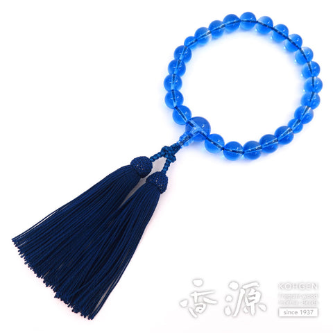 Men's prayer beads, blue quartz, 22 beads