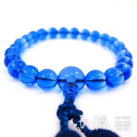 Men's prayer beads, blue quartz, 22 beads