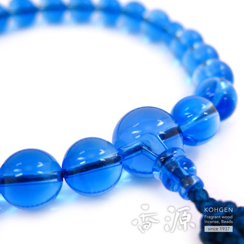 Men's prayer beads, blue quartz, 22 beads