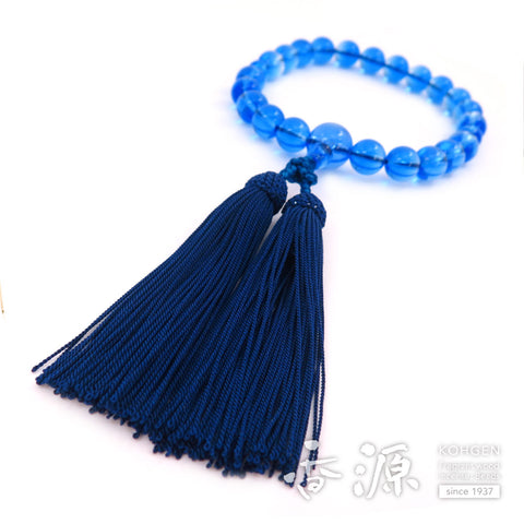 Men's prayer beads, blue quartz, 22 beads