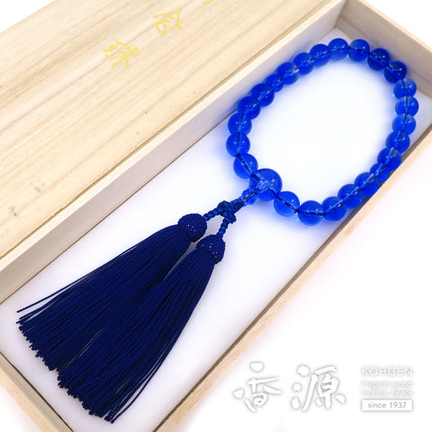 Men's prayer beads, blue quartz, 22 beads
