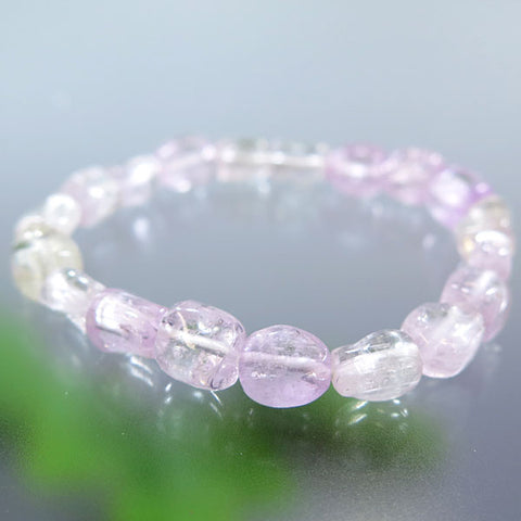 Kunzite pebble bracelet, straight