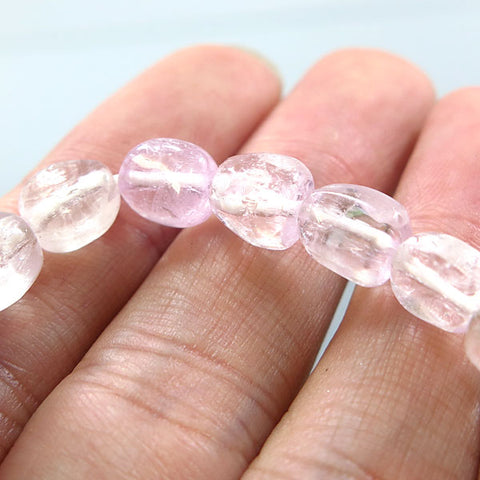 Kunzite pebble bracelet, straight