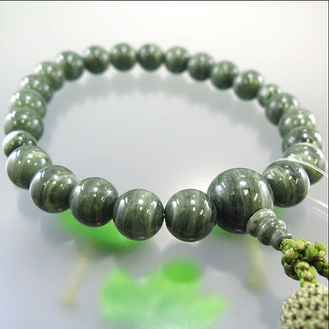 Men's prayer beads, green patterned stone