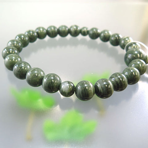 Men's prayer beads, green patterned stone