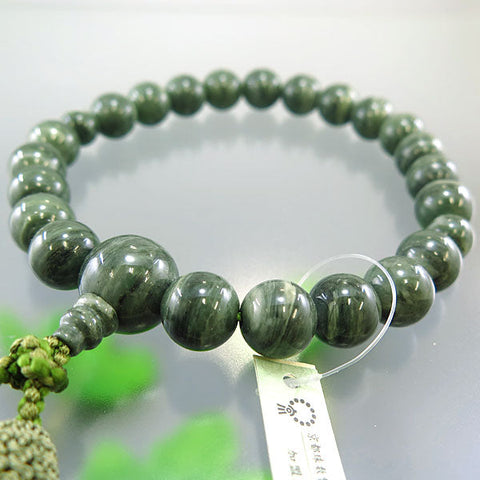 Men's prayer beads, green patterned stone