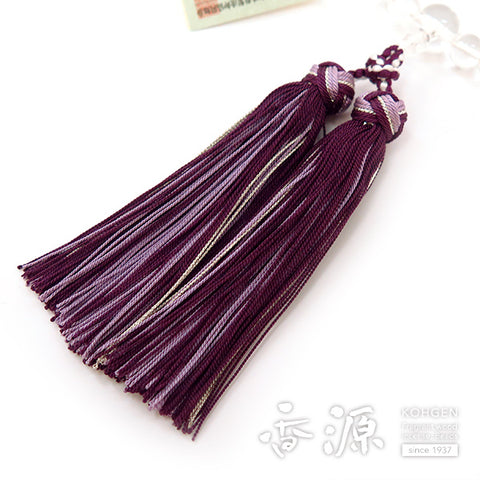 Women's Crystal Prayer Beads, 8mm Bead, Purple Flower-Wrapped Tassel