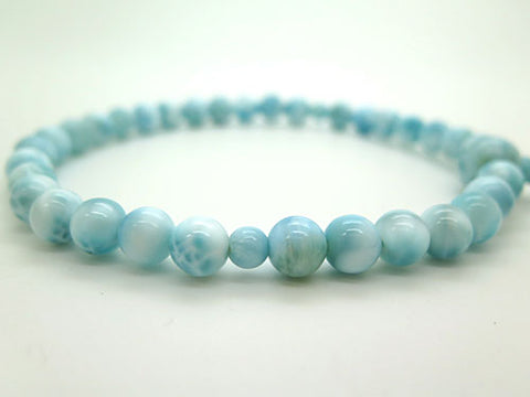 Women's Larimar Prayer Beads, 8mm Bead, Sky Blue Tassel