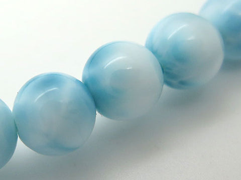 Women's Larimar Prayer Beads, 8mm Bead, Sky Blue Tassel
