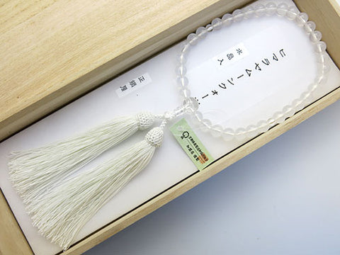 Women's Himalayan Moon Quartz Prayer Beads, 8mm Bead